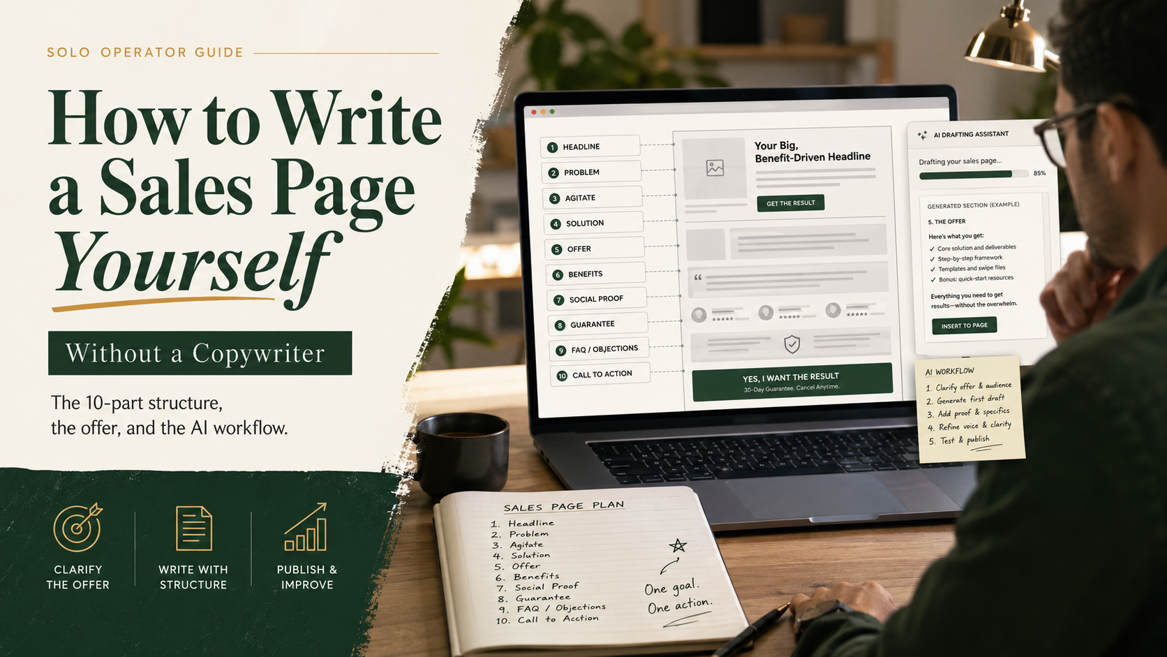 How to write a sales page yourself — the 10-part sales page structure with AI drafting assistant