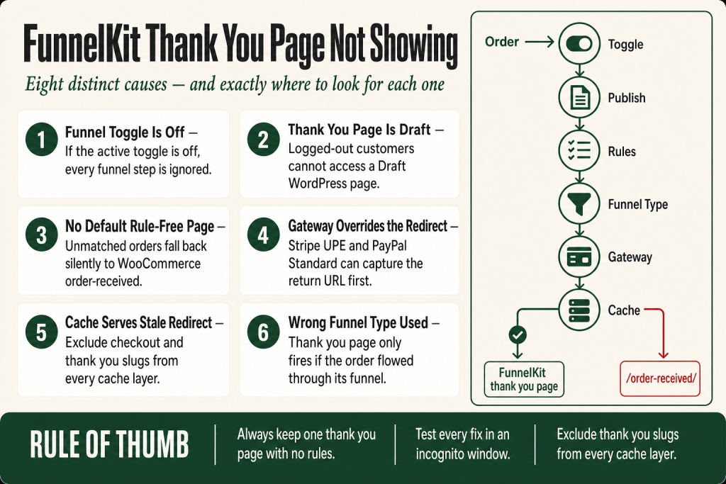 FunnelKit thank you page not showing: thank you page step inside a store checkout funnel with the active toggle switched on